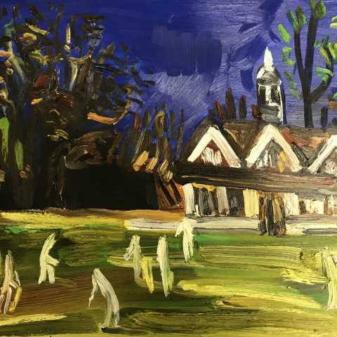Archie Franks, Cricket Ground, 2022, oil on canvas