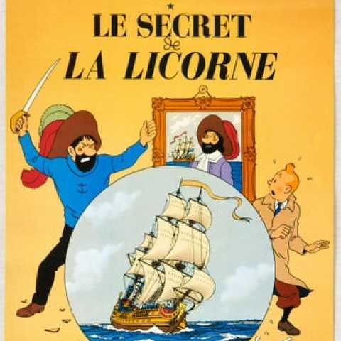 Tintin The Secret of the Unicorn Herge AntikBar.co.uk Vintage Poster Auction 1 August