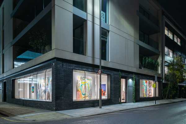 Night time exterior view of the gallery