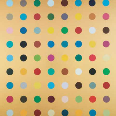 Damien Hirst Aurothioglucose 2008 © the artist. Photo: Sotheby&#039;s Household gloss and enamel paint on canvas 68 x 108in