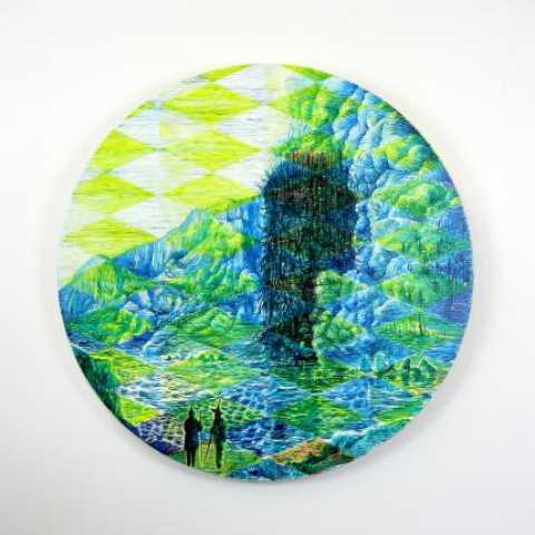 David Price – Articles of Likely Phenomena 4, oil on beech ply panel, diameter 40cm