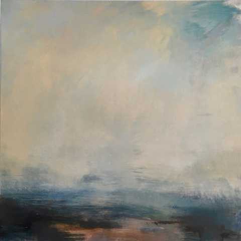 Blanketed by Mist oil on aluminium 30 x 30 cm