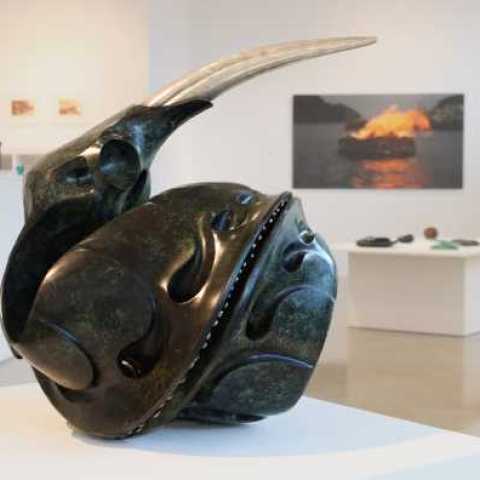 Image of Steve Dilworth's sculpture, 'Porpoise - Evolution 3'. 'Porpoise' is shown installed in an exhibition at Pangolin London.
