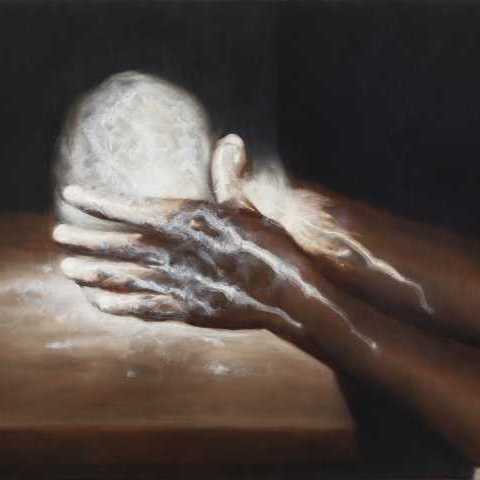 Ken Currie, 'Young Sculptor' (2021), oil on gesso panel (c) Ken Currie, courtesy of Flowers Gallery