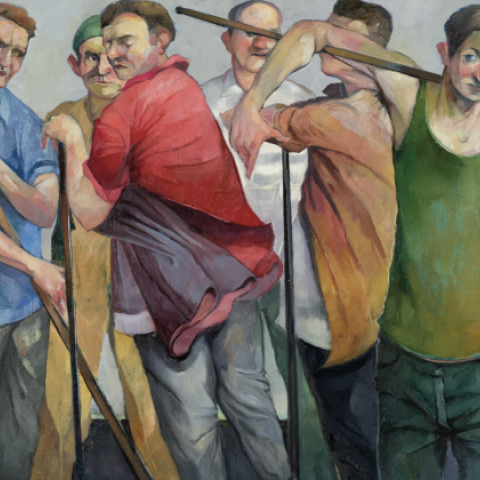 Flatland Potato Engineers, oil on canvas, 61 x 92 cm