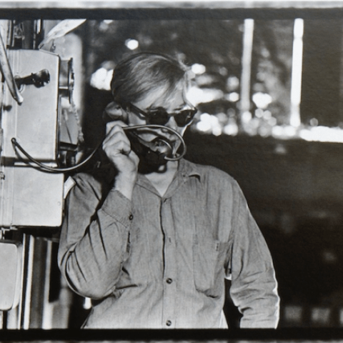 William John Kennedy 'Warhol on Factory Phone'. Courtesy Woodbury House Gallery
