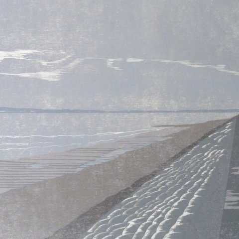 Martine Baldwin, Severn Walk Towards Oldbury, reduction woodcut