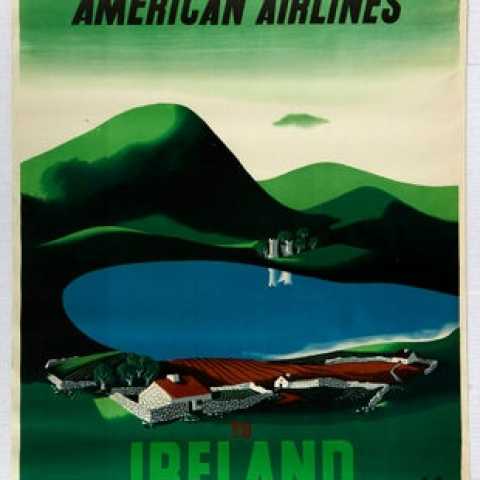 American Airlines Ireland by McKnight Kauffer AntikBar.co.uk Vintage Poster Auction 1 August