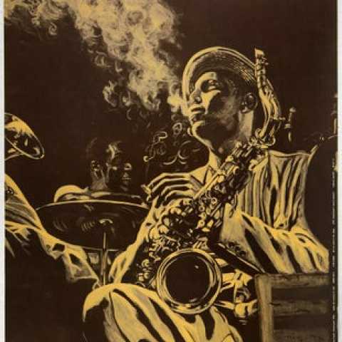 Jazz Saxophone Dexter Gordon AntikBar.co.uk Vintage Poster Auction 1 August