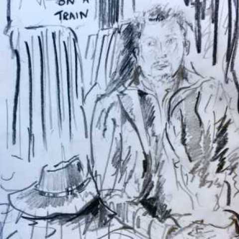 Cowboy on a Train, Joss Cole, Hotel Drawings, 20-21 Visual Arts Centre