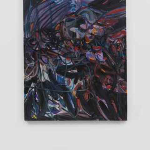 Jadé Fadojutimi, A Declaration of War, 2018, oil on canvas, 150 x 120 cm, 59.1 x 47.2 in. Private Collection, courtesy Pippy Houldsworth Gallery, London.