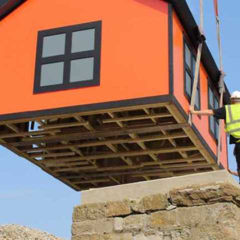 Installing Richard Woods, Holiday Home at the Folkestone Triennial 2017. Image courtesy the artist.