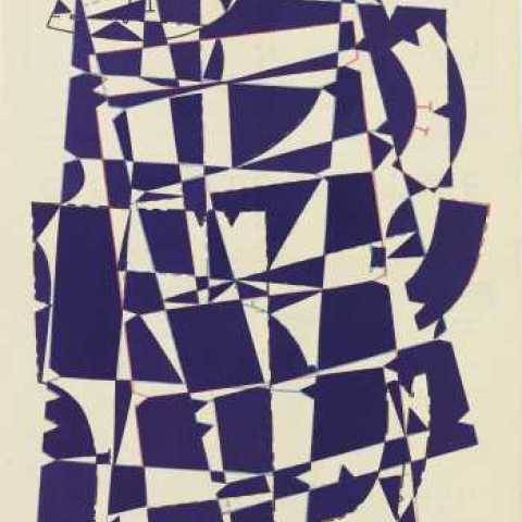 YSL Abstract illustration No.3 Hormazd Narielwalla Paper collage on original vintage sewing pattern 54.5 x 39 cms
