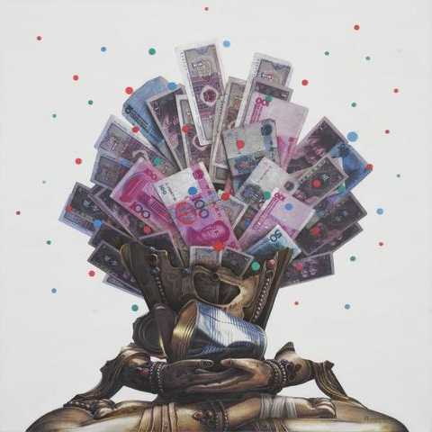 Wishing You Good Fortune no.2 (2011-2012) mixed media on canvas, 130 x 130 cm