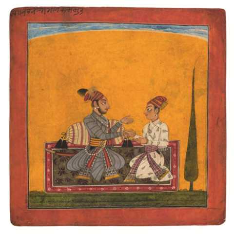 Varvala Ragaputra of Malkosh Raga, Pahari, Nurpur, c1690, gouache on paper, 21 x 20.8cm, Claudio Moscatelli Collection. Photo © Matthew Hollow Photography