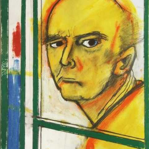 Self Portrait (with Easel - yellow and Green)