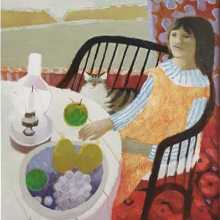 Mary Fedden, 'Self Portrait with a Cat' (1982), oil on canvas, 35" x 29", courtesy of Kaye Michie Fine Art