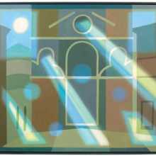 On Entering the Cathedral in Pienza, oil on canvas, H 92 x W 107 cm (H 36 x W 42 in)