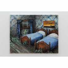 Robert Hawkins, Abandoned Motel Room with Hawkins Painting, Oil on canvas, 40cm x 50cm, 2020