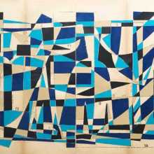  Essaouira Surf  Paper collage on original vintage sewing pattern 77 x 55 cms