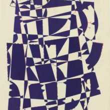 YSL Abstract illustration No.3 Hormazd Narielwalla Paper collage on original vintage sewing pattern 54.5 x 39 cms